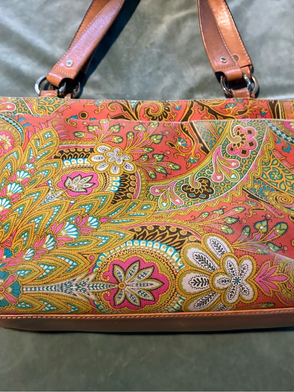 kate spade Pink Paisley Shoulder Bag with Brown Straps